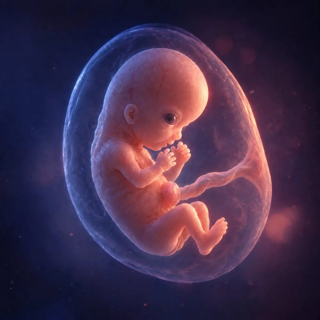 Illustration of a baby at 10 weeks of pregnancy