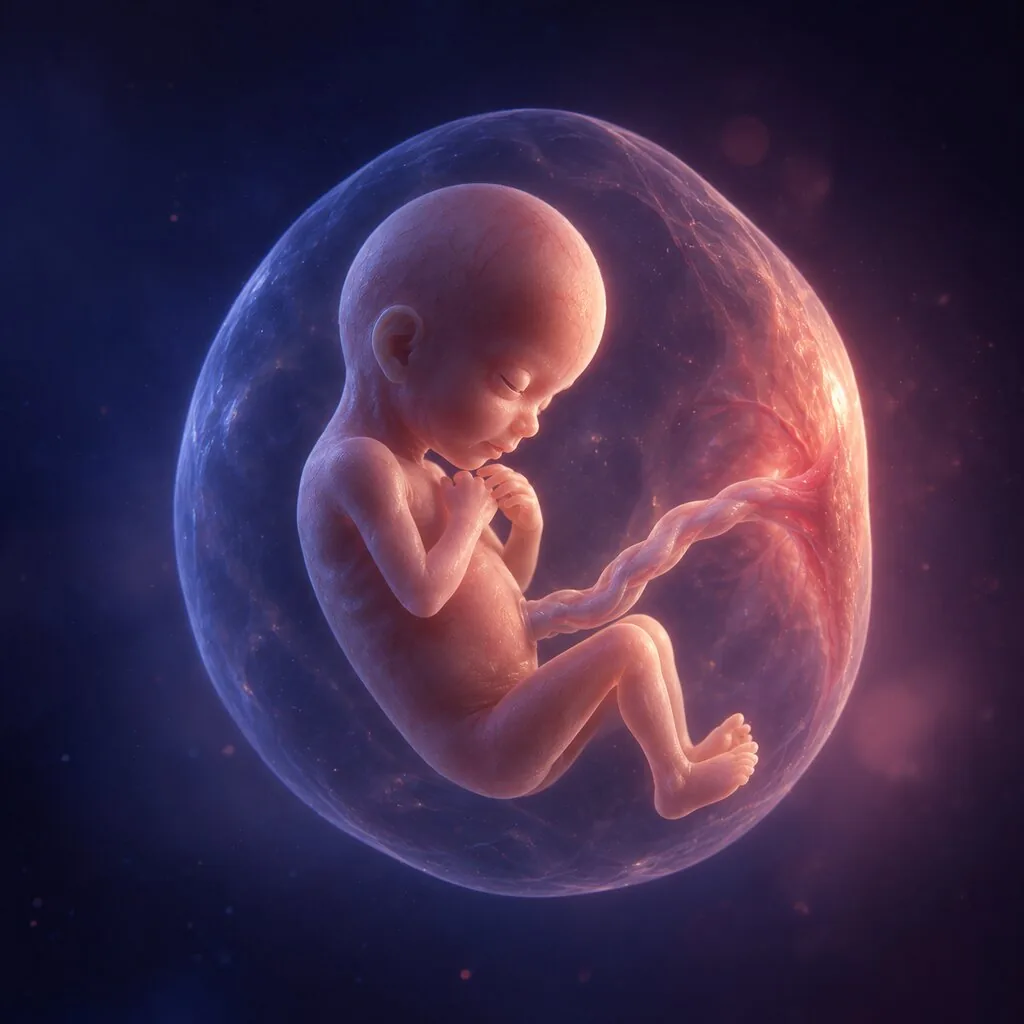 Illustration of a baby at 13 weeks of pregnancy