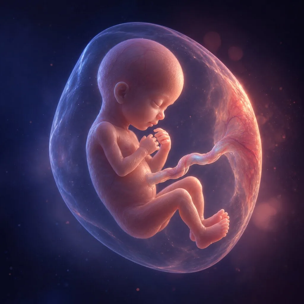 Illustration of a baby at 14 weeks of pregnancy