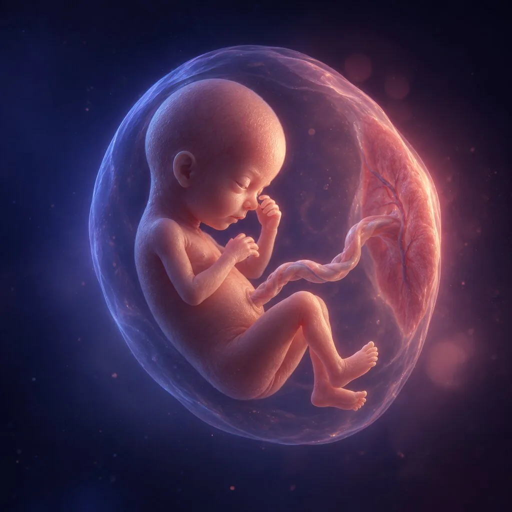 Illustration of a baby at 16 weeks of pregnancy
