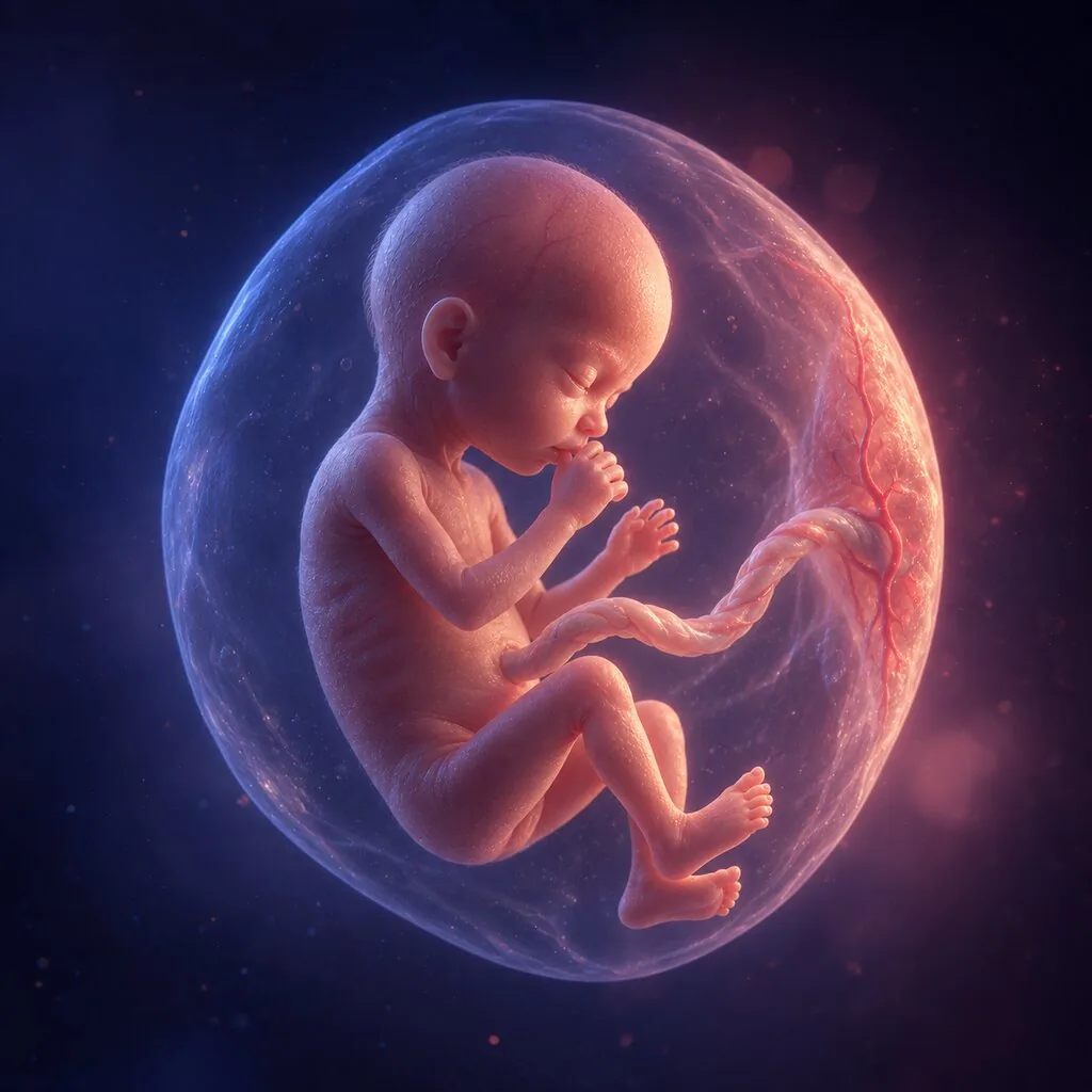 Illustration of a baby at 18 weeks of pregnancy