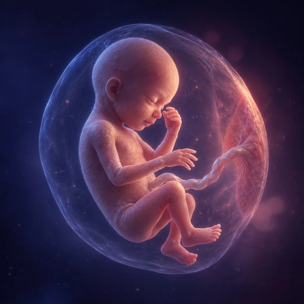 Illustration of a baby at 19 weeks of pregnancy