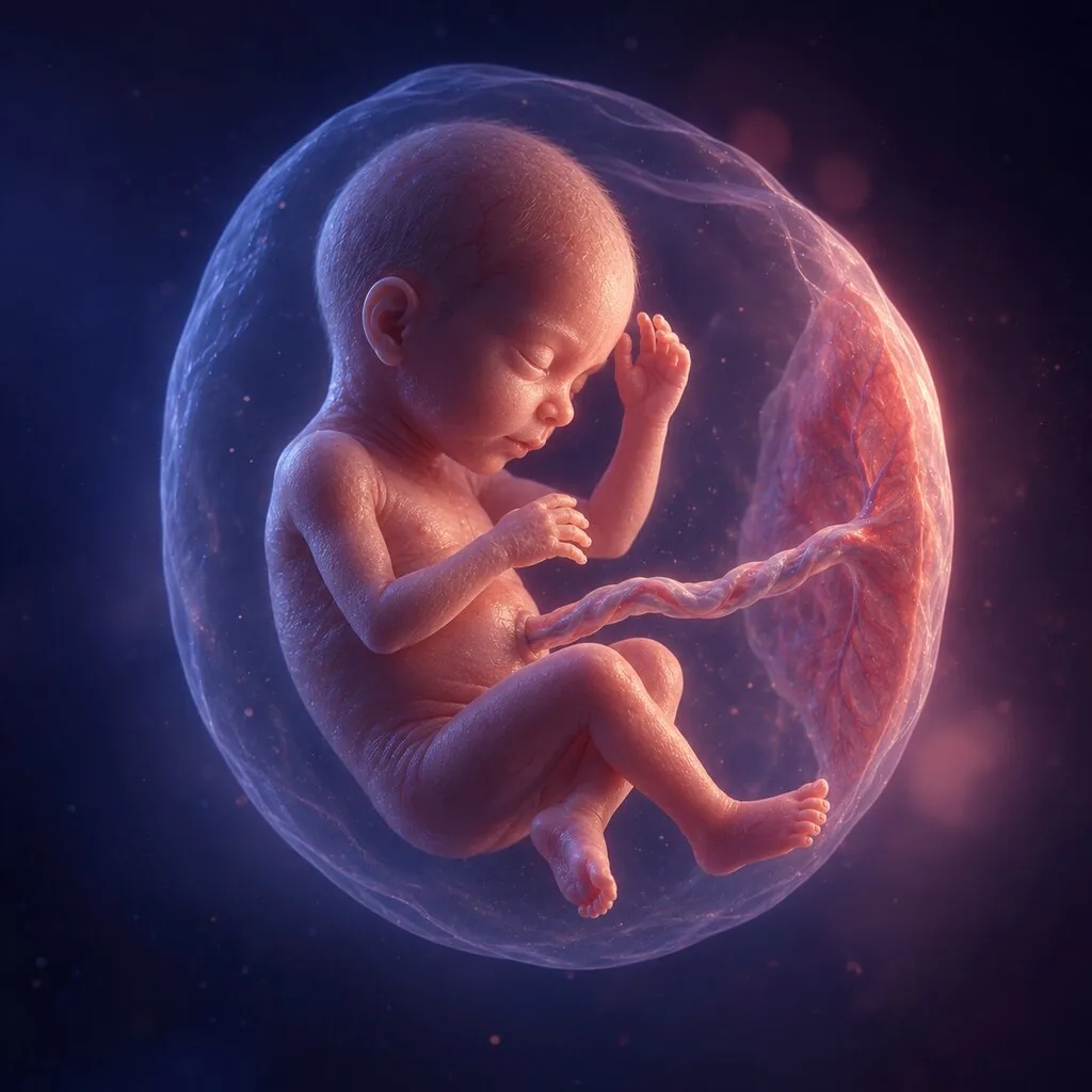 Illustration of a baby at 25 weeks of pregnancy