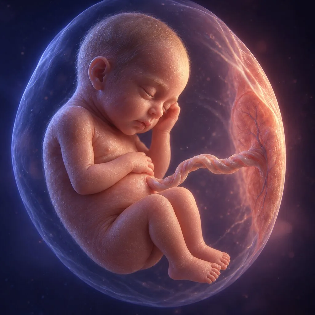 Illustration of a baby at 27 weeks of pregnancy