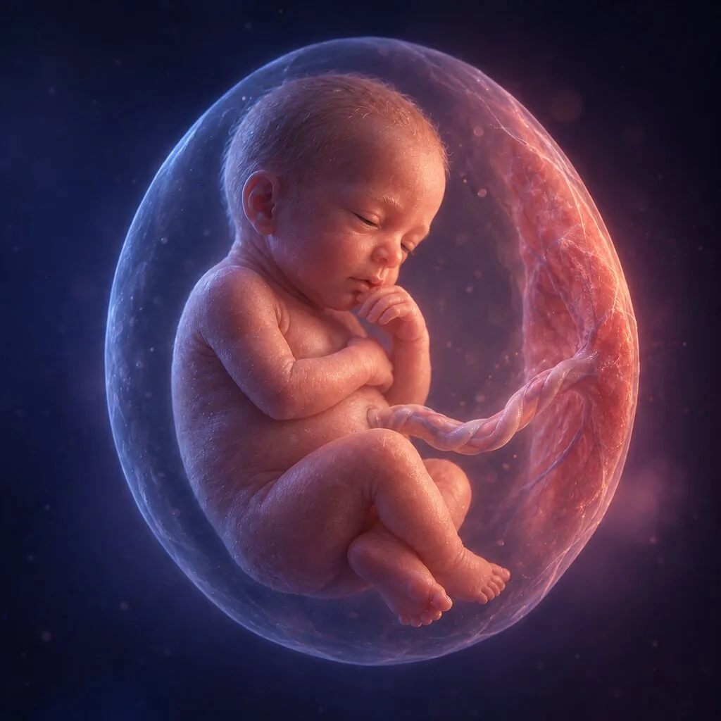 Illustration of a baby at 28 weeks of pregnancy