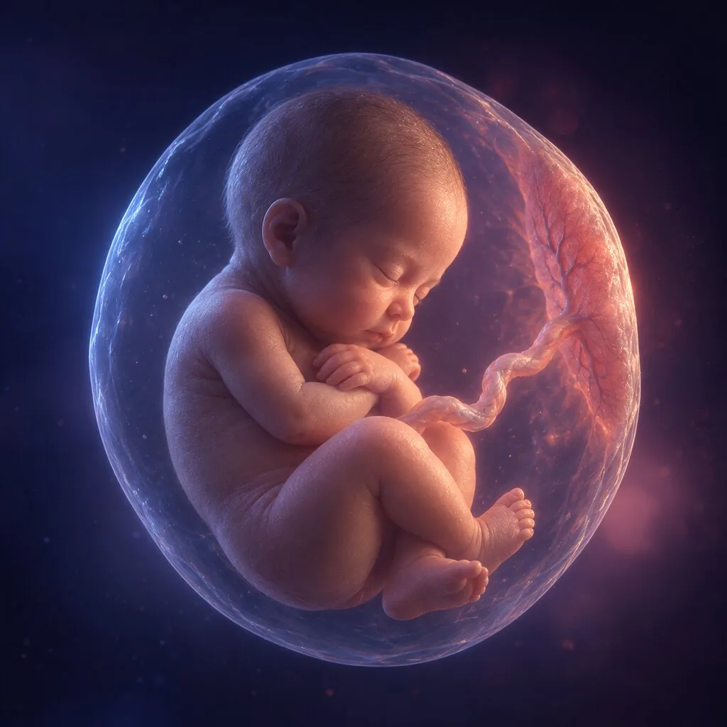 Illustration of a baby at 32 weeks of pregnancy
