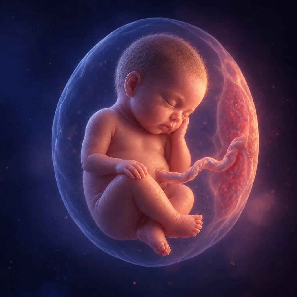 Illustration of a baby at 33 weeks of pregnancy