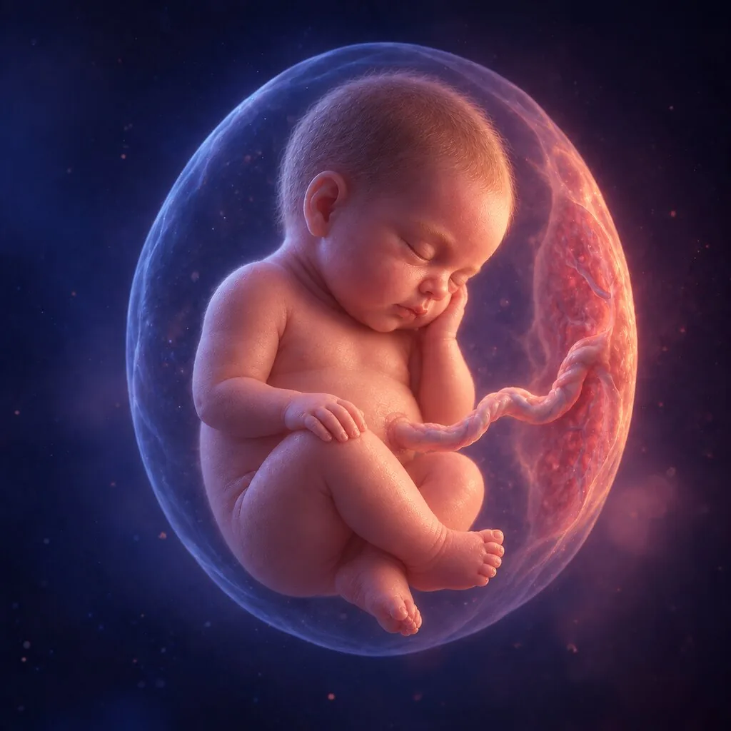 Illustration of a baby at 34 weeks of pregnancy