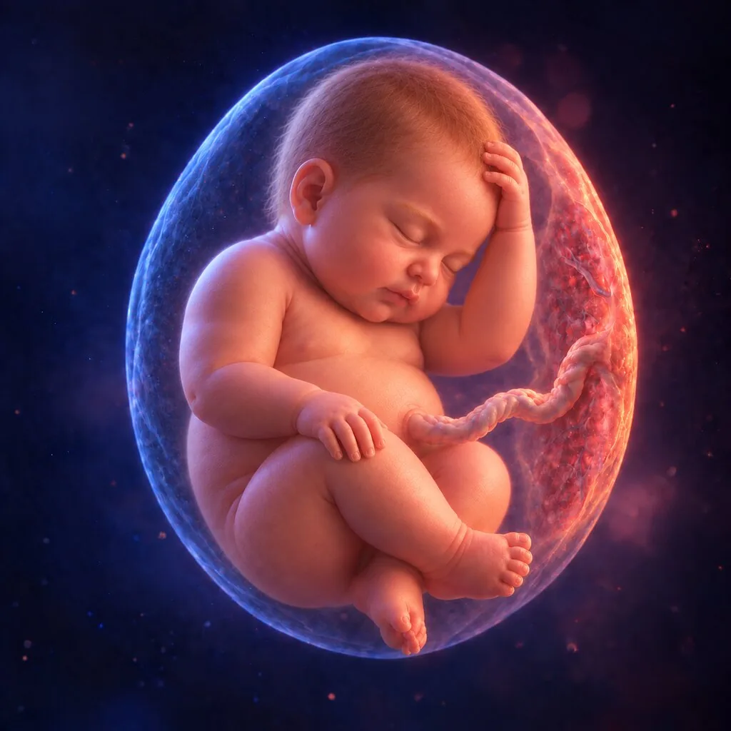 Illustration of a baby at 38 weeks of pregnancy