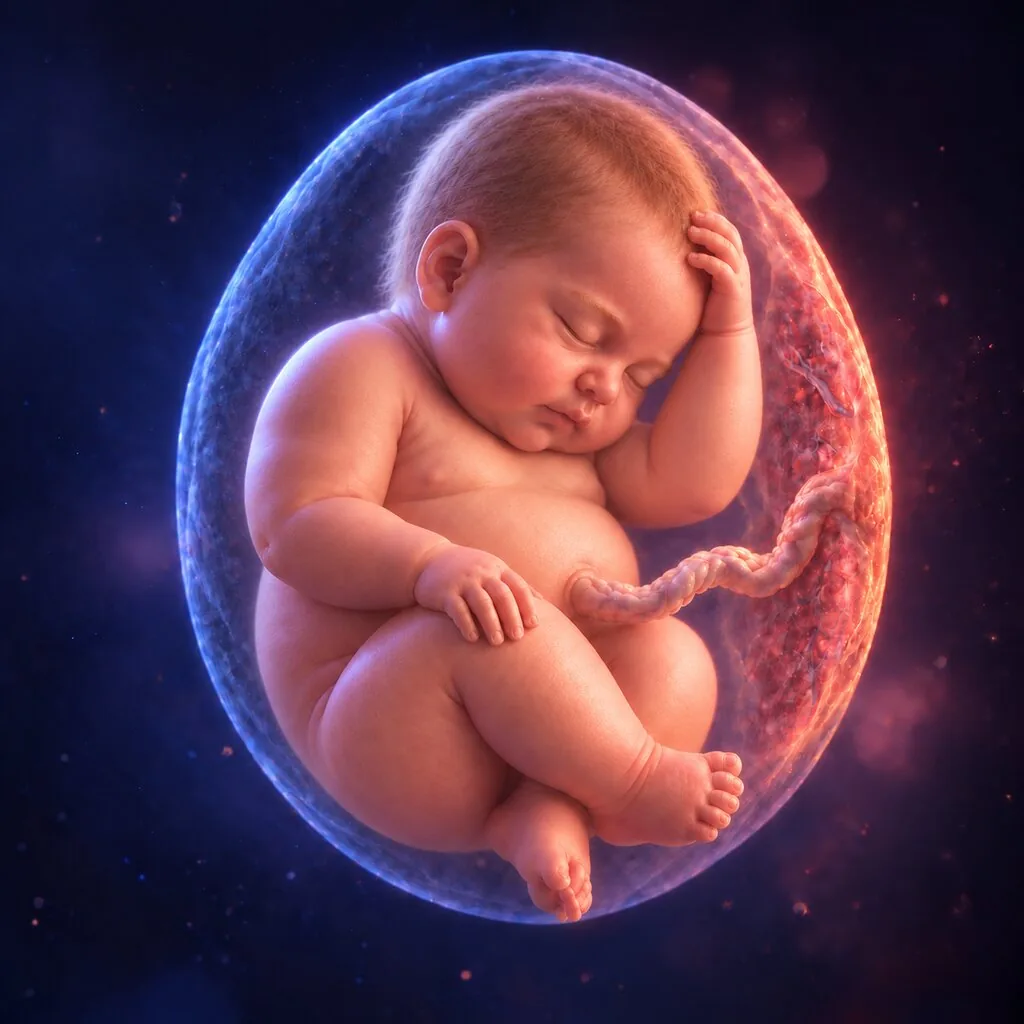 Illustration of a baby at 40 weeks of pregnancy