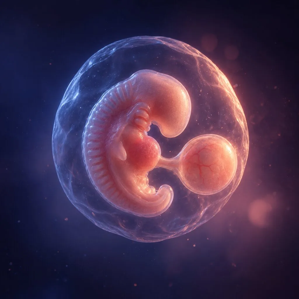 Illustration of a baby at 6 weeks of pregnancy
