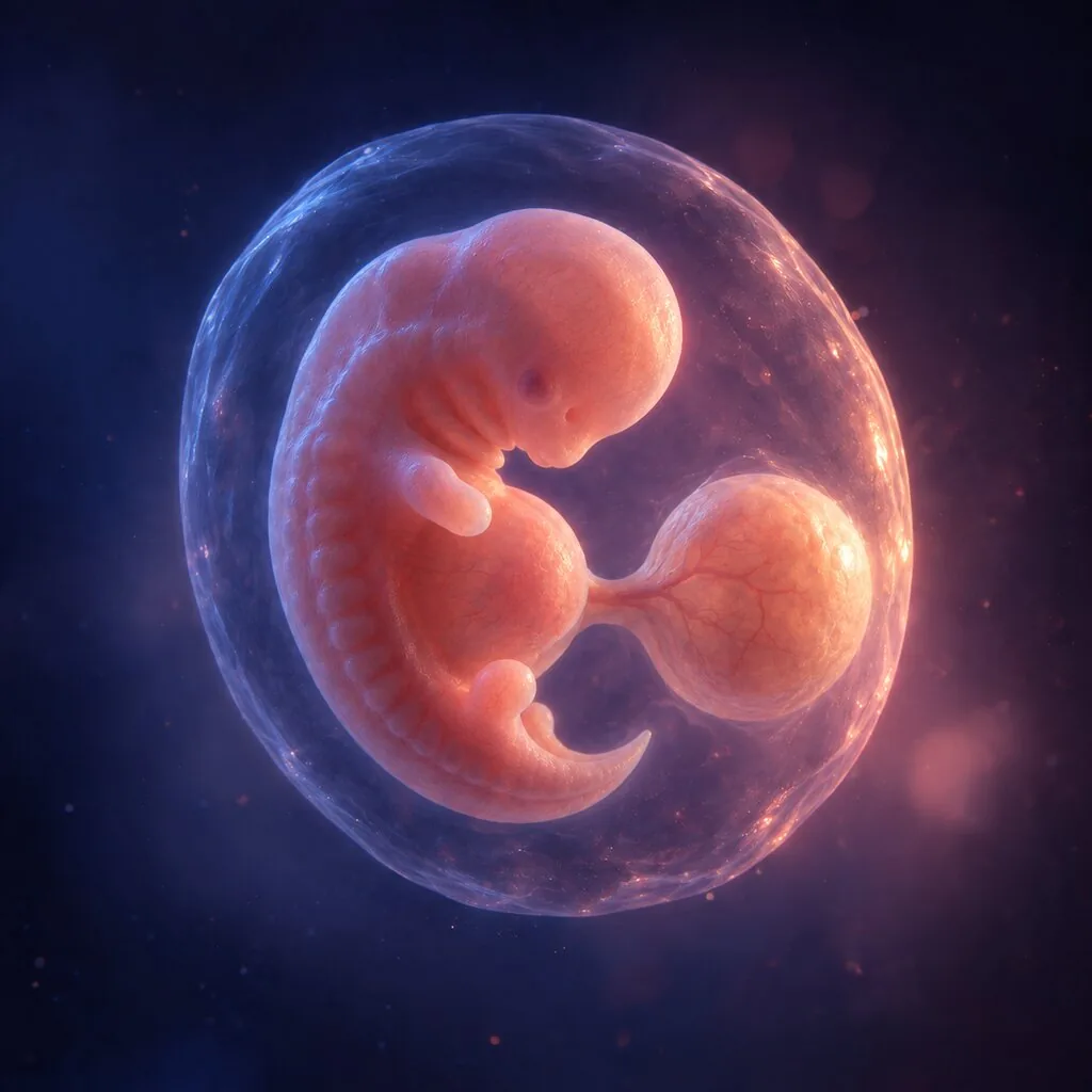 Illustration of a baby at 7 weeks of pregnancy