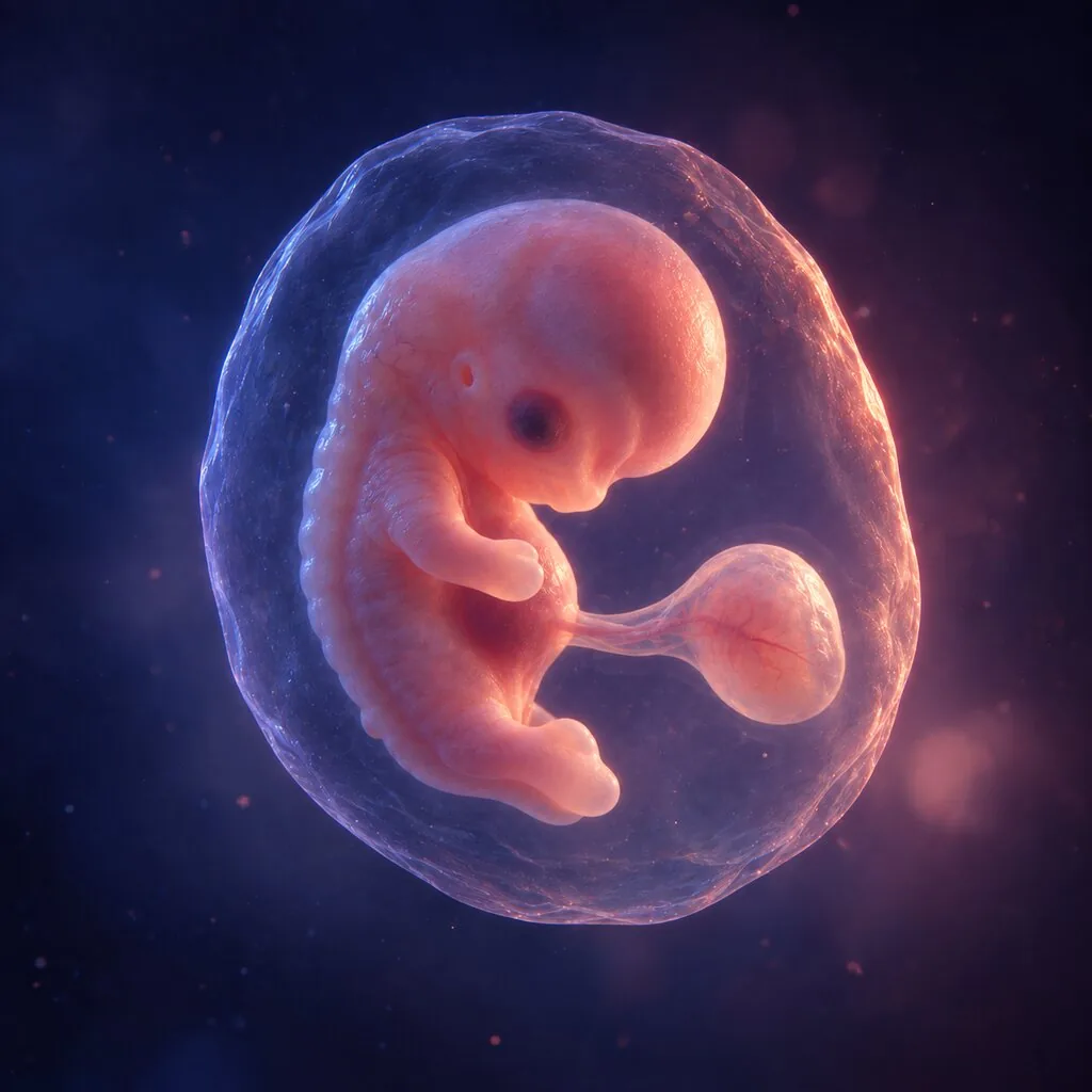 Illustration of a baby at 8 weeks of pregnancy