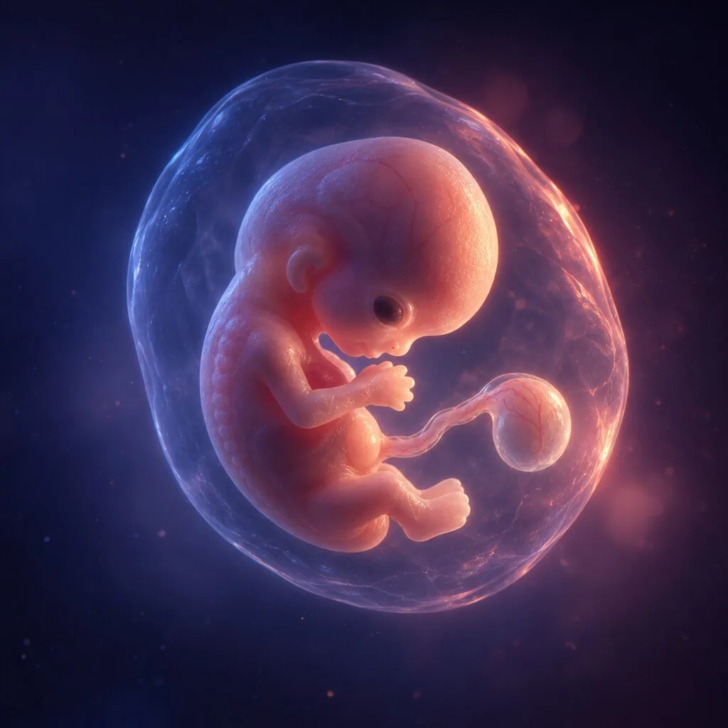 Illustration of a baby at 9 weeks of pregnancy